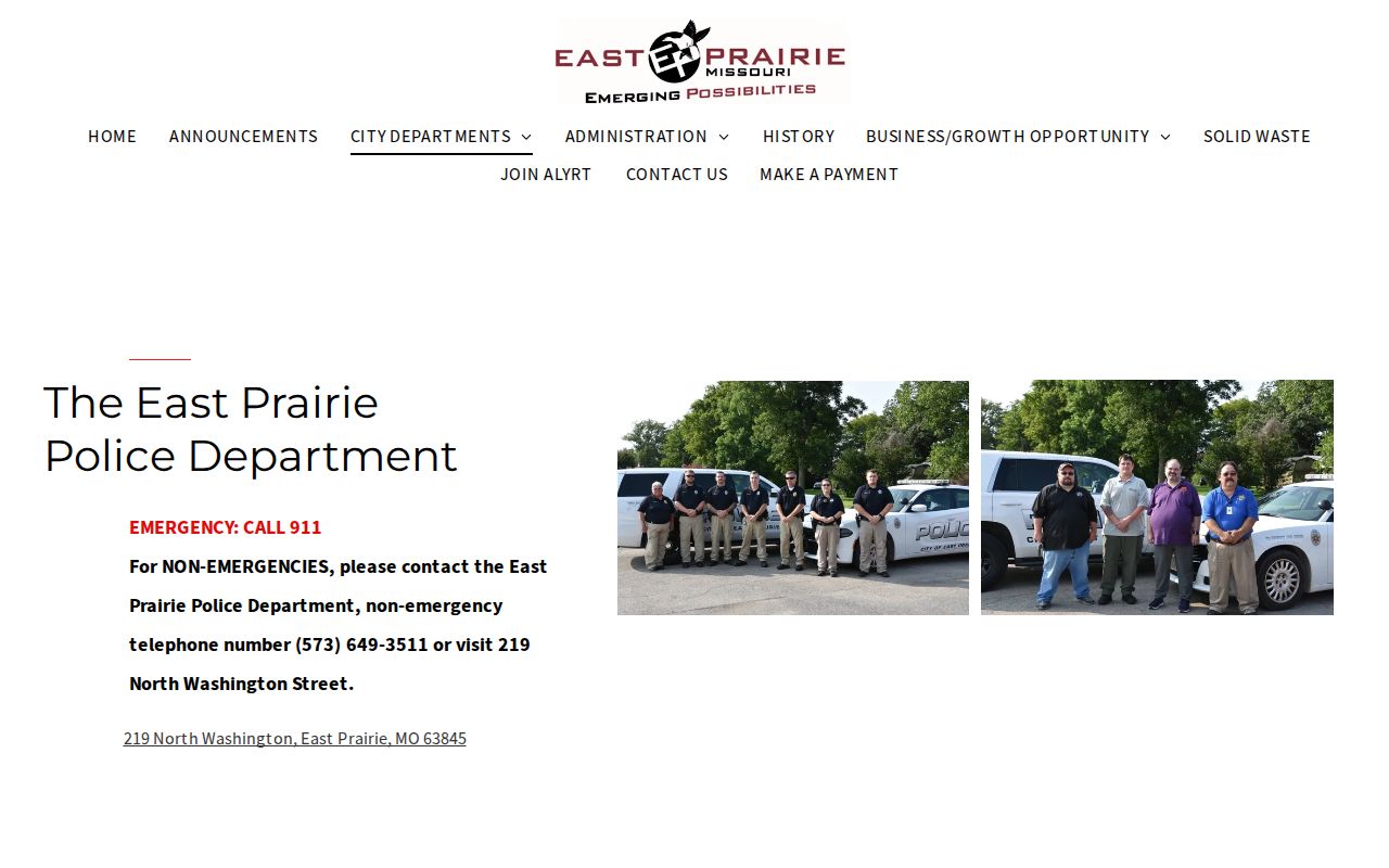 East Prairie police department criminal record contact page