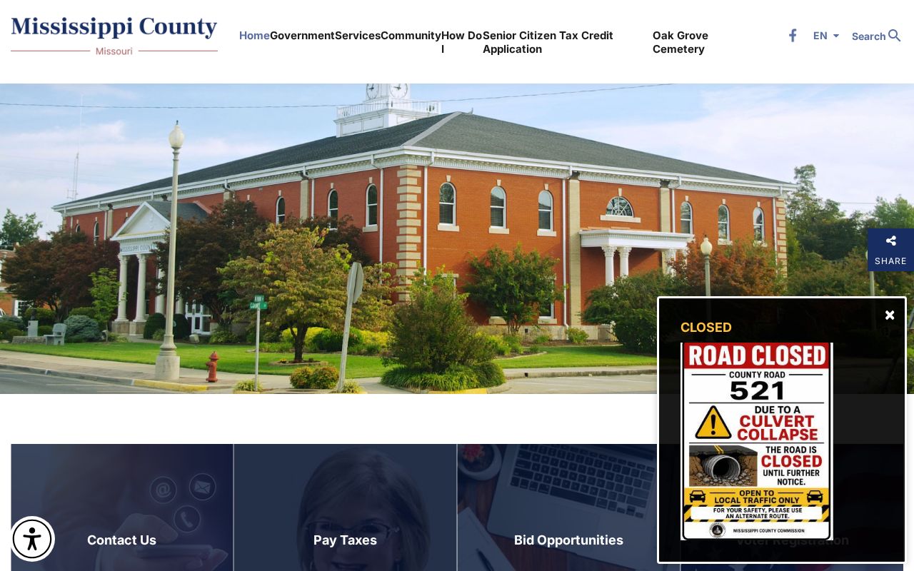 Mississippi County criminal history courthouse and county government page
