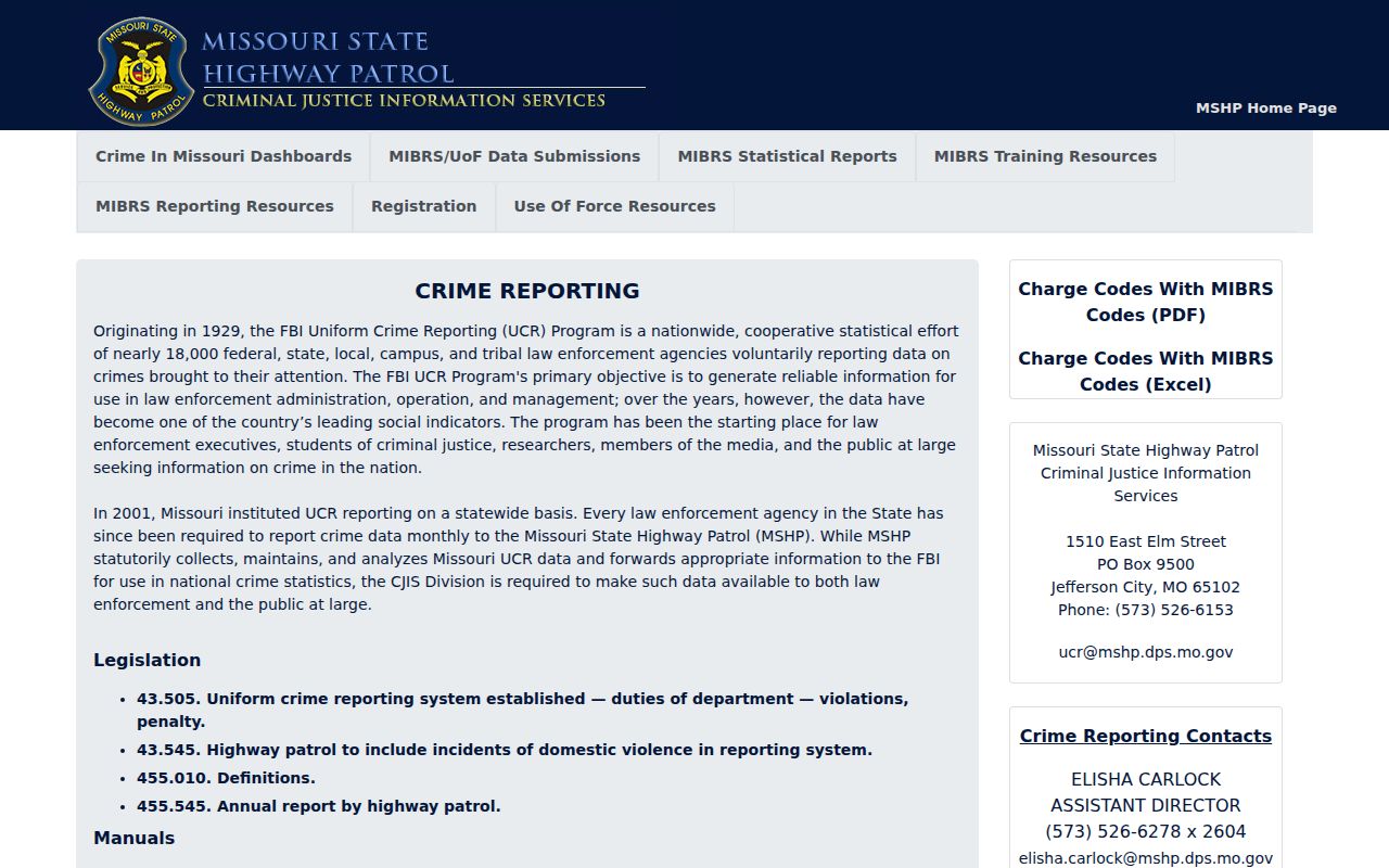 Mississippi County criminal records in Missouri crime reporting portal