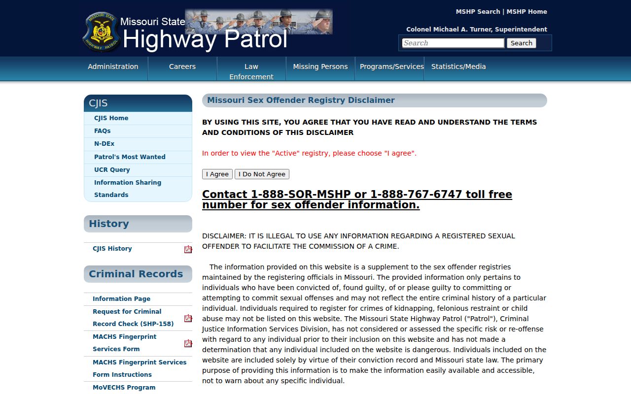 Mississippi County sex offender registry information from Missouri